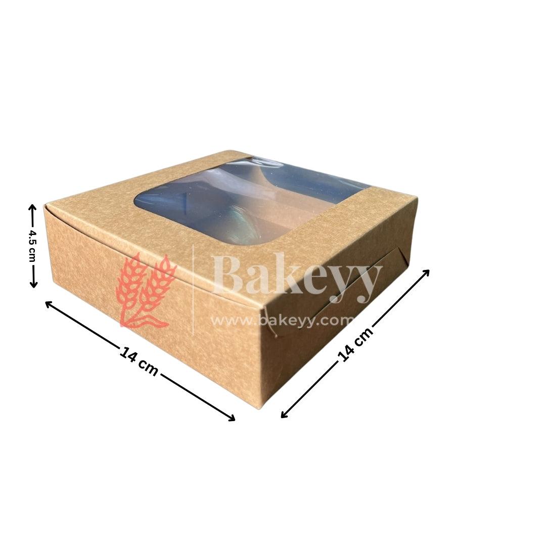 5.5x5.5x1.75 Inch 4 Brownie Box with L-Shaped Window - Kraft | Brownie gift box | Kraft dessert box | Goodie Box | Pack of 50 - Bakeyy.com - India - 5.5x5.5x1.75 Inch 4 Brownie Box with L-Shaped Window - Kraft | Brownie gift box | Kraft dessert box | Goodie Box | Pack of 50 - Default Title