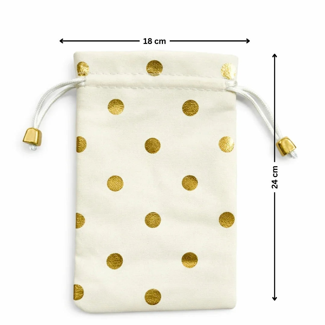 Premium Velvet Polka Dot Potli Bags for Elegant Gifting & Packing l Pack of 10 - Bakeyy.com - India - Premium Velvet Polka Dot Potli Bags for Elegant Gifting & Packing l Pack of 10 - Off-White / 18x24 370.00