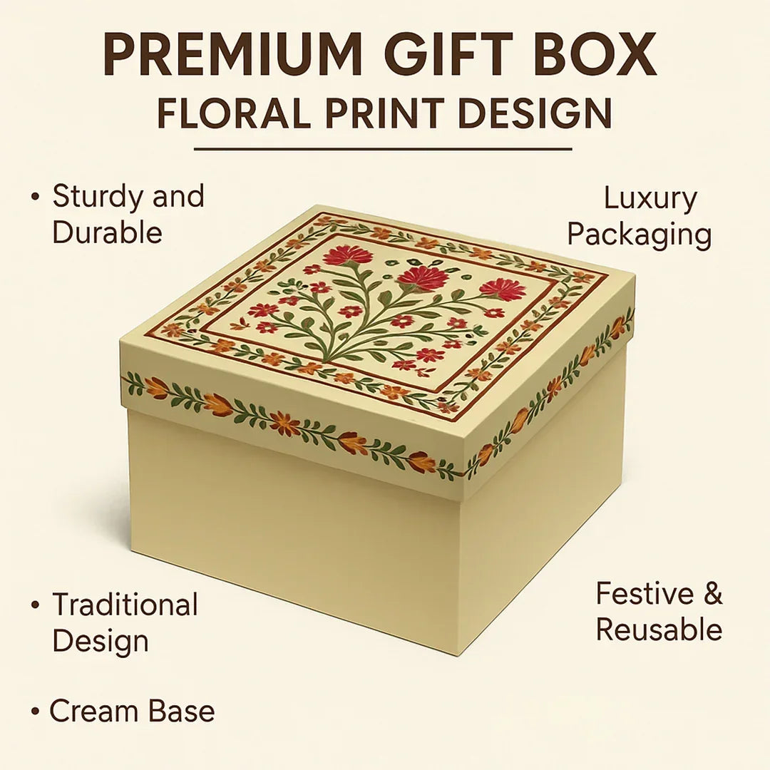 8x8x4 Inch | Medium Premium Decorative Floral Print Gift Box – Square Keepsake Storage Box with Lid | Pack Of 1 - Bakeyy.com - India - 8x8x4 Inch | Medium Premium Decorative Floral Print Gift Box – Square Keepsake Storage Box with Lid | Pack Of 1 - Default Title