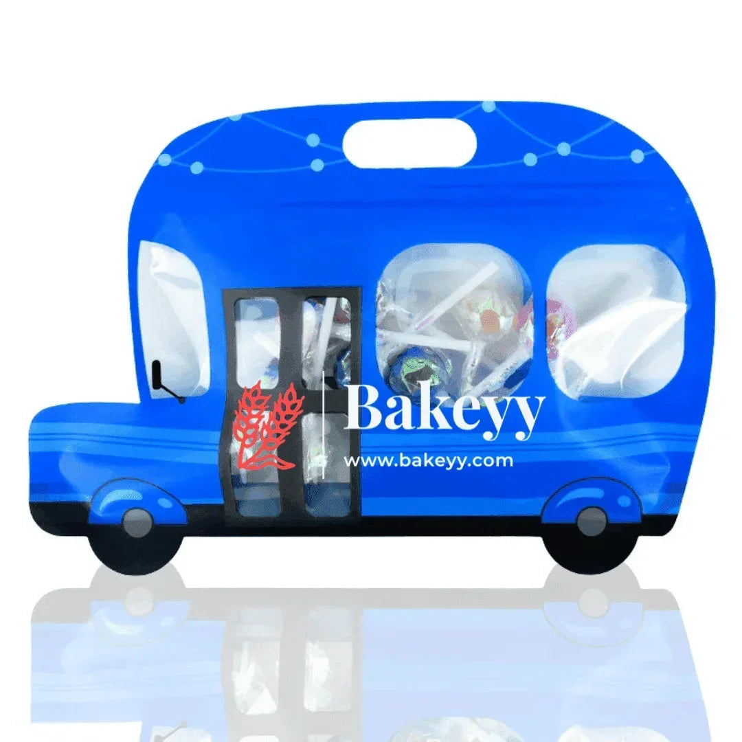 Assorted Bus Shape Zip Lock Bags | Bus Shape Bags For Kids | Pack of 50 | - Bakeyy.com - India - Assorted Bus Shape Zip Lock Bags | Bus Shape Bags For Kids | Pack of 50 | - Blue