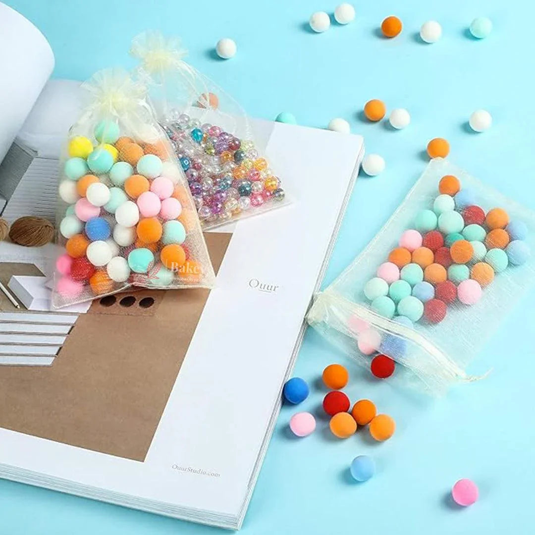 Cream Organza Potli Bag | Drawstring Bags