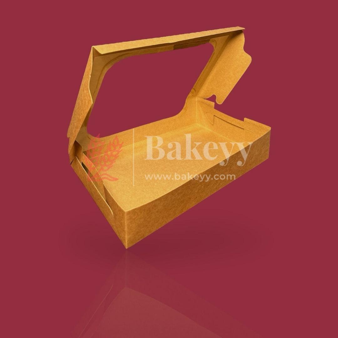 9 x 6 x 1.75 Inch 6 Brownie Box with L-Shaped Window - Kraft | Brownie gift box | Kraft dessert box | Goodie Box | Pack of 50 - Bakeyy.com - India - 9 x 6 x 1.75 Inch 6 Brownie Box with L-Shaped Window - Kraft | Brownie gift box | Kraft dessert box | Goodie Box | Pack of 50 - Default Title