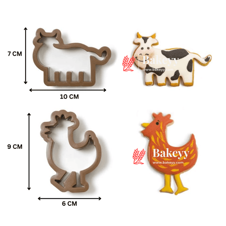 2 Pieces Cow and Hen Cookie Cutter| Farm Animals| Perfect for Cookies, Fondant, DIY Crafts - Bakeyy.com - India - 2 Pieces Cow and Hen Cookie Cutter| Farm Animals| Perfect for Cookies, Fondant, DIY Crafts - Default Title