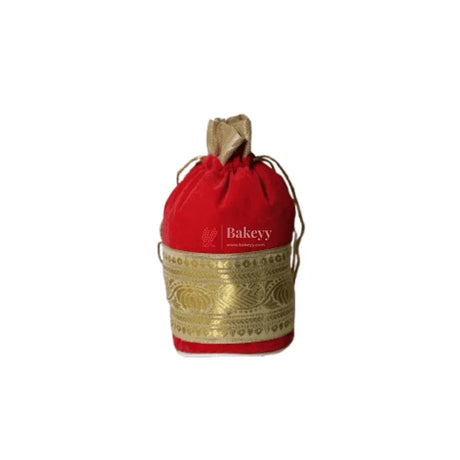 20x24 CM Design Potli Bag | Red colour | Pack Of 10 - Bakeyy.com - India - 20x24 CM Design Potli Bag | Red colour | Pack Of 10 - Default Title