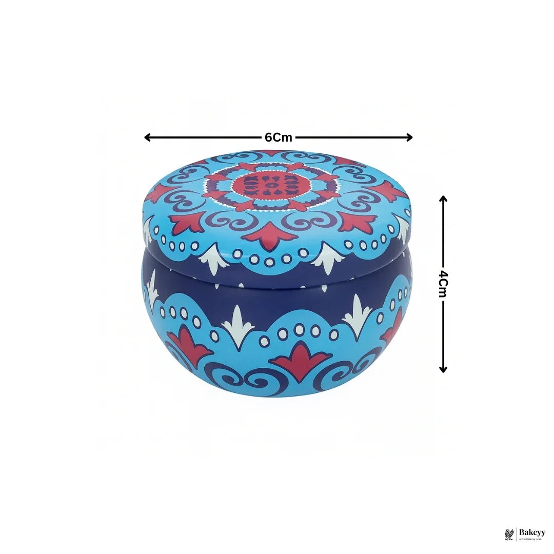 Mini Printed Matka | Random Design Round Decorative Boxes| Candle Tin Box| Pack of 12