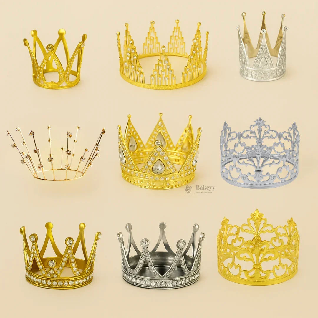 Luxury Metal Crown Topper | Premium Cake Decoration | 1 Piece - Bakeyy.com - India - Luxury Metal Crown Topper | Premium Cake Decoration | 1 Piece - Design 1 300.00