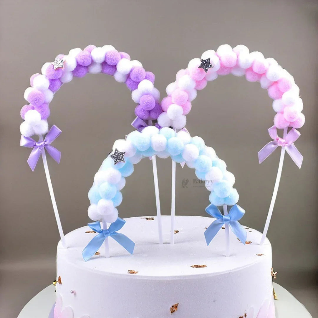 7 inch | Pom Pom Cake Topper Arch for Birthday & Baby Shower | Pastel Cake Decoration | Pack of 1 - Bakeyy.com - India - 7 inch | Pom Pom Cake Topper Arch for Birthday & Baby Shower | Pastel Cake Decoration | Pack of 1 - Lavender 40.00