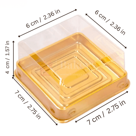 Individual Cupcakes And Pastry Container | Square Moon Cake Holder | Pack Of 50 | Small | C586 - Bakeyy.com - India - Individual Cupcakes And Pastry Container | Square Moon Cake Holder | Pack Of 50 | Small | C586 - GOLD