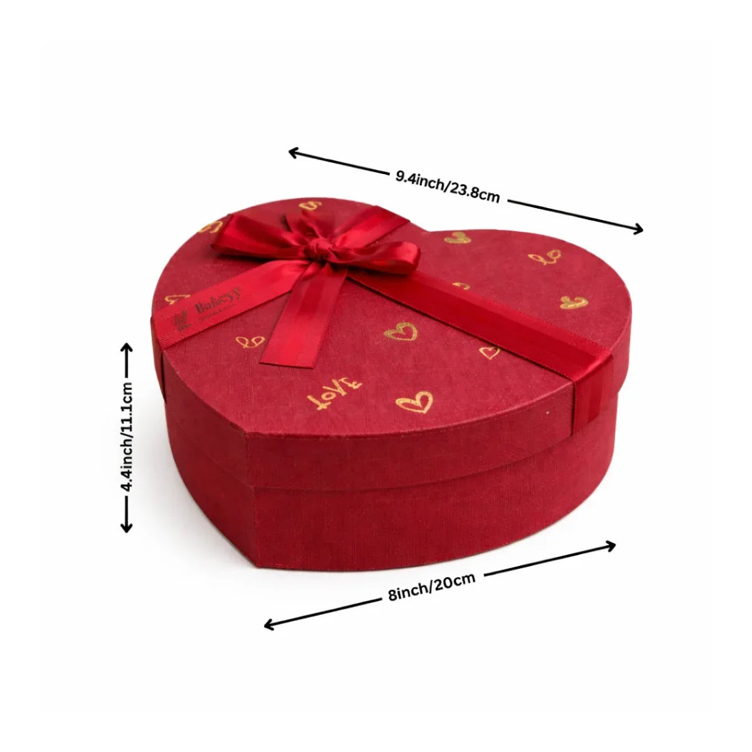 Heart Shape Rigid Hamper Box with Ribbon Lid | Premium Packaging for Chocolates or Gifts | Pack of 1