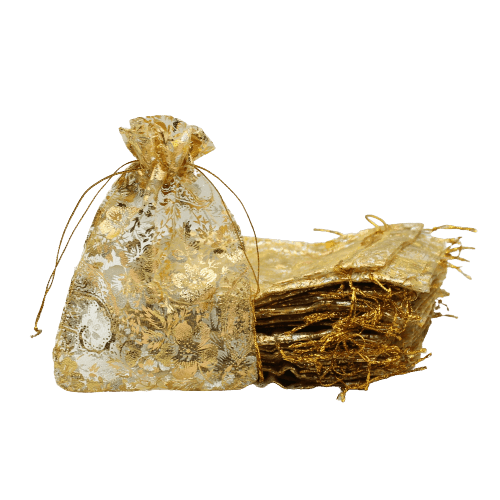 18x24 CM | Printed Organza Potli Bags | Pack of 40 | Gold Colour | Candy Bag - Bakeyy.com - India - 18x24 CM | Printed Organza Potli Bags | Pack of 40 | Gold Colour | Candy Bag - Default Title
