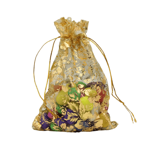 18x24 CM | Printed Organza Potli Bags | Pack of 40 | Gold Colour | Candy Bag - Bakeyy.com - India - 18x24 CM | Printed Organza Potli Bags | Pack of 40 | Gold Colour | Candy Bag - Default Title