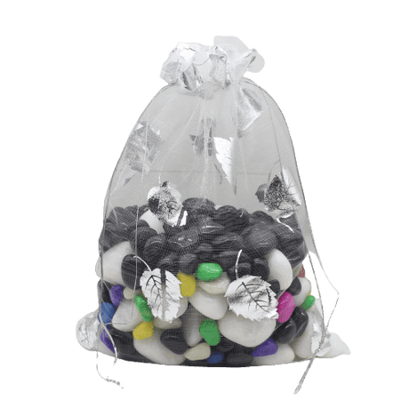 18x24 CM | Printed Organza Potli Bags | Pack of 40 | White Colour | Candy Bag - Bakeyy.com - India - 18x24 CM | Printed Organza Potli Bags | Pack of 40 | White Colour | Candy Bag - Default Title