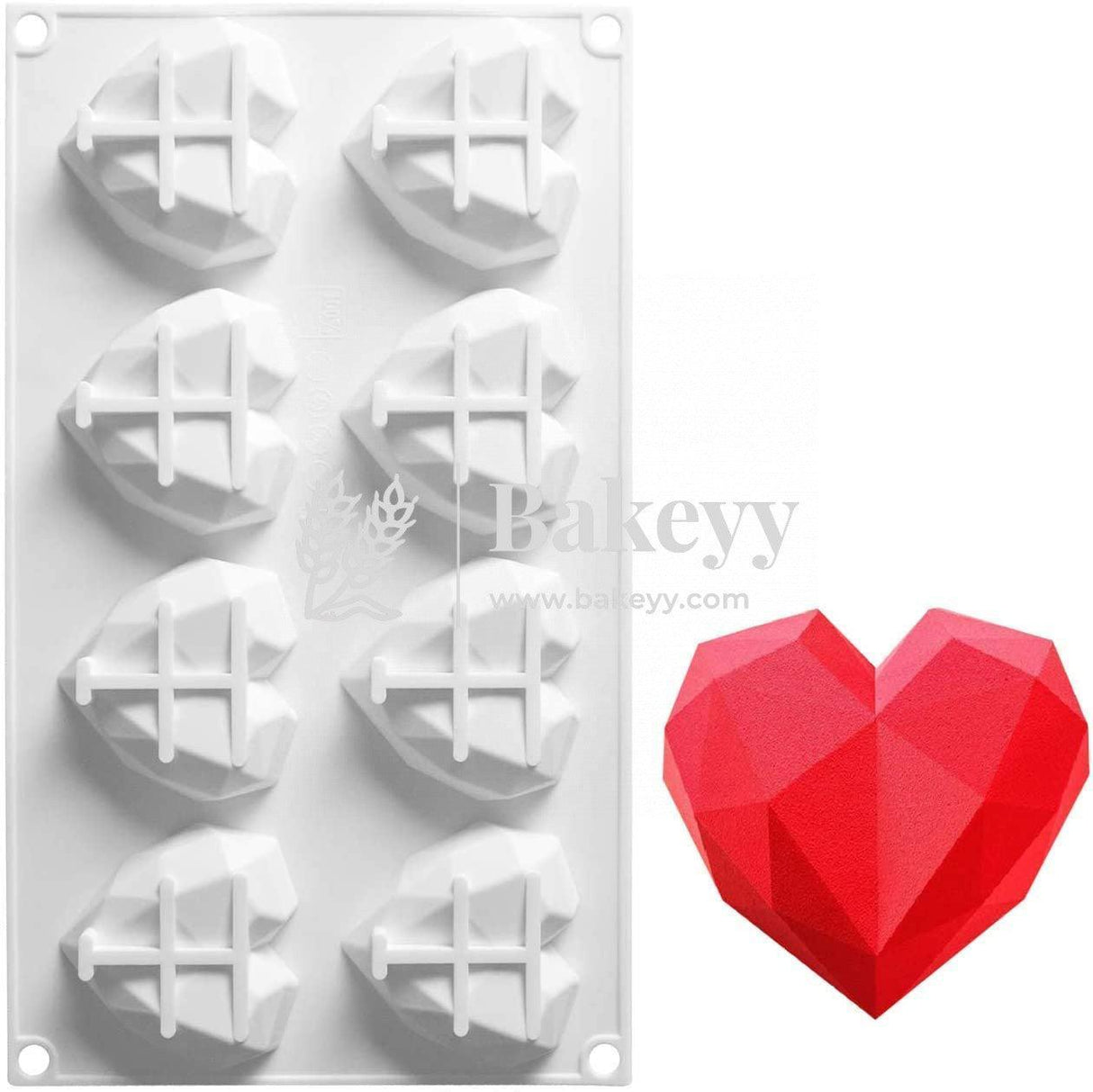 8-Cavity Mini Pinata Diamond Heart Cake Mould | Soap Mould | Flexible Chocolate Mould | Silicone Mould for ice Lattice Tray Chocolate Mould/Mold |Candle Mould - Bakeyy.com - India - 8-Cavity Mini Pinata Diamond Heart Cake Mould | Soap Mould | Flexible Chocolate Mould | Silicone Mould for ice Lattice Tray Chocolate Mould/Mold |Candle Mould - Default Title