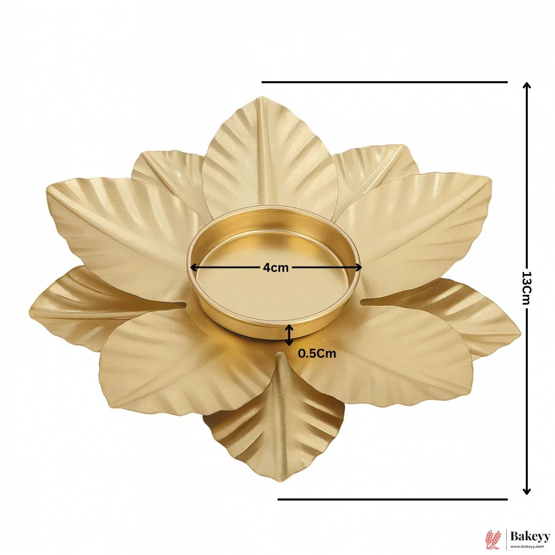 Gold Lotus Leaf Candle Holder | 1 Piece
