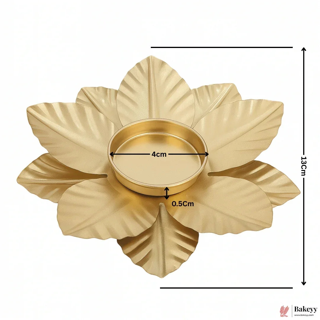Gold Lotus Leaf Candle Holder | 1 Piece - Bakeyy.com - India - Gold Lotus Leaf Candle Holder | 1 Piece - Default Title