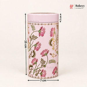 7×15 cm | Printed Round Tin Box with Lid | 2 Designs | Pack of 4