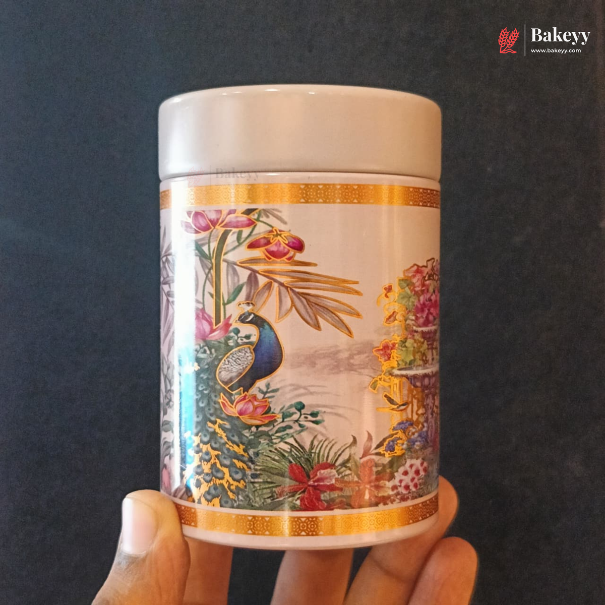 7×10.5 cm | Printed Round Tin Box with Lid | Multiple Designs | Pack of 4