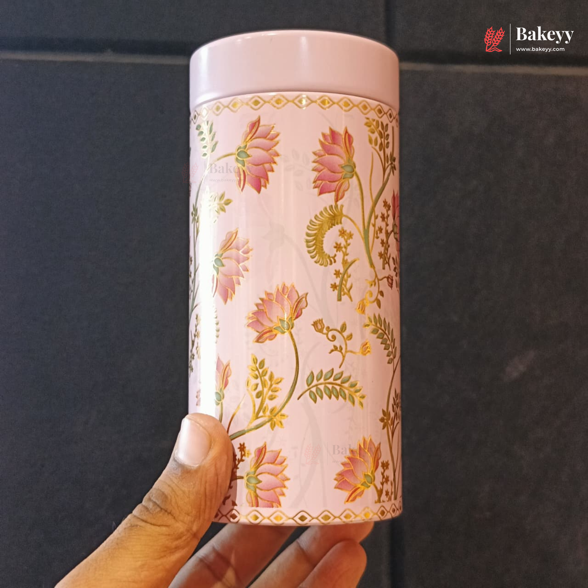 7×15 cm | Printed Round Tin Box with Lid | 2 Designs | Pack of 4