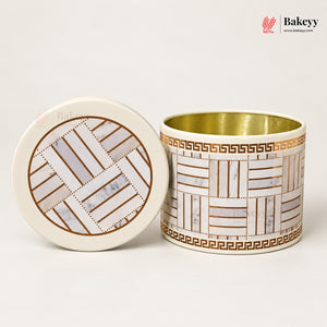 8.5x8cm | Printed Round Tin Box with Lid | 3 Designs | Pack of 4