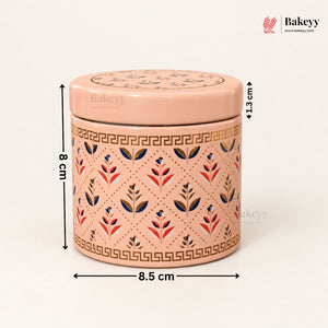 8.5x8cm | Printed Round Tin Box with Lid | 3 Designs | Pack of 4