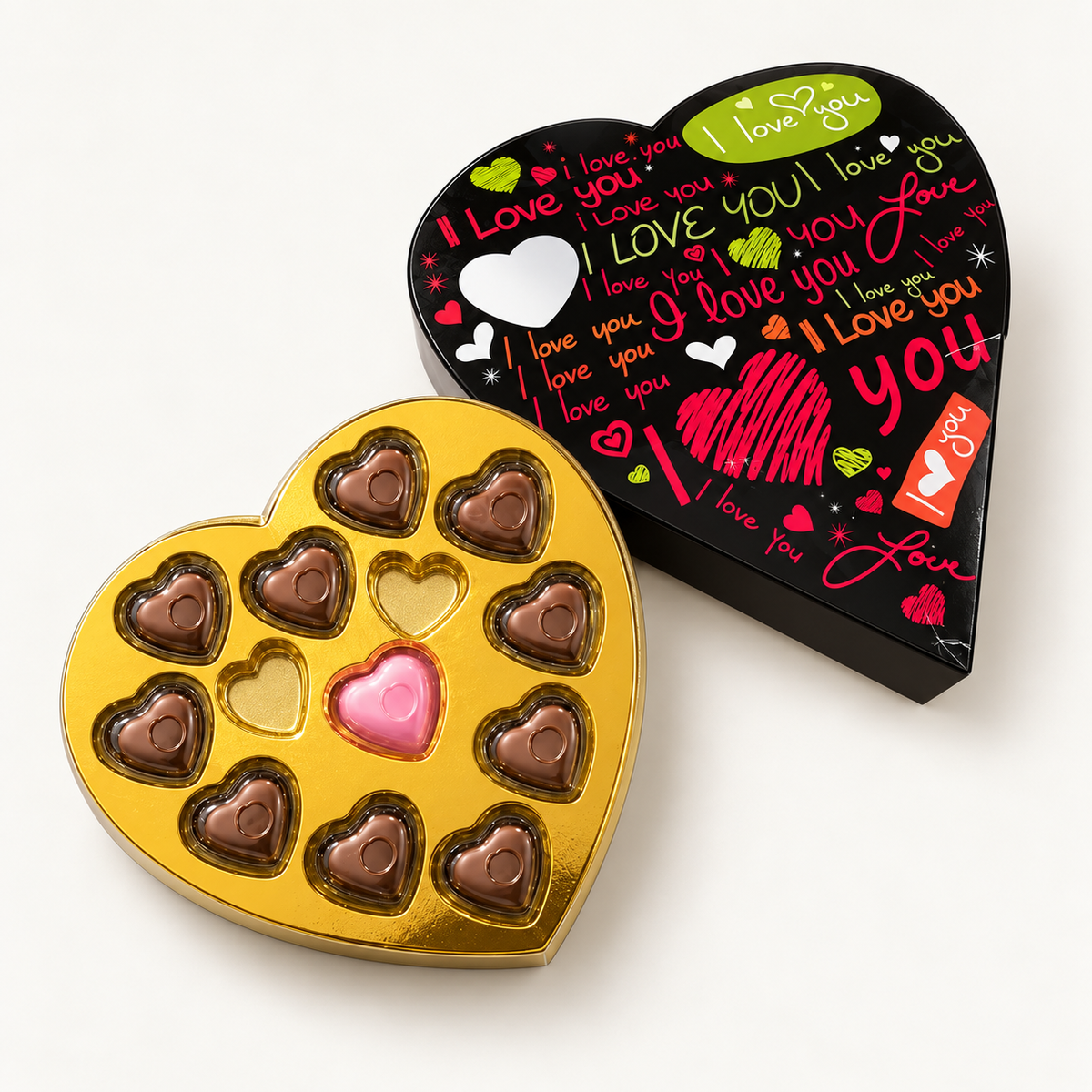 Heart Shape Chocolate Gift Box with Tray | 11 Cavity Tray | Premium Valentine Packaging | Pack of 25