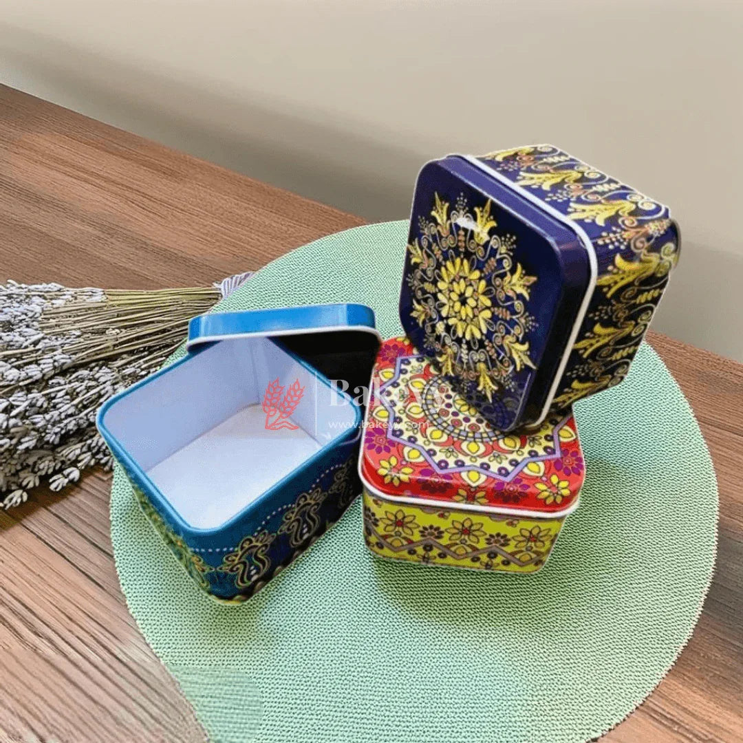Square Mandala Print Tin Box | Mandala Print | Tin Box
