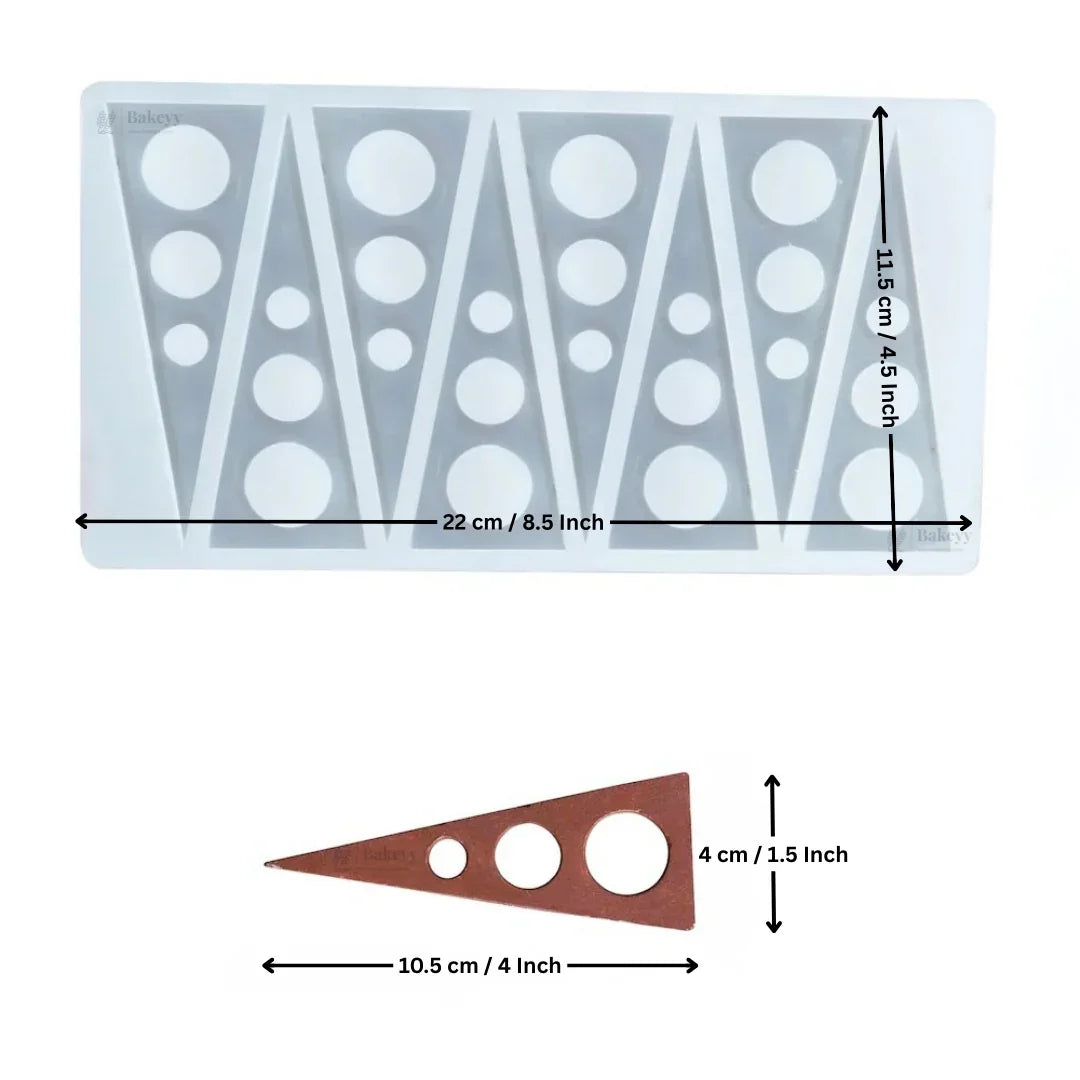 8 Cavity Geometric Triangle Silicone Mould | Circular Cut Design for Chocolate & Desserts | Pack of 1
