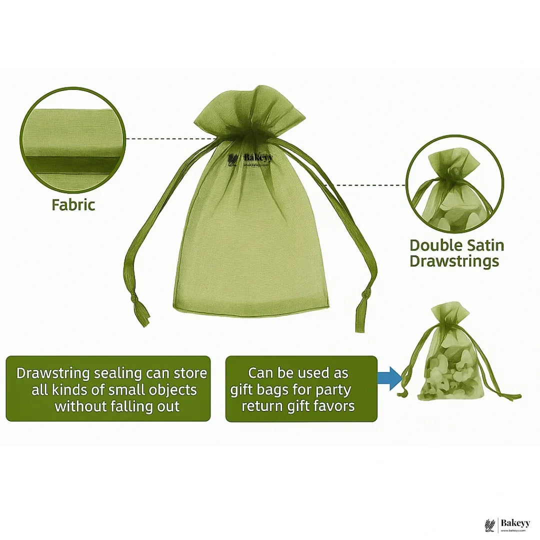 Olive Green Organza Potli Bags