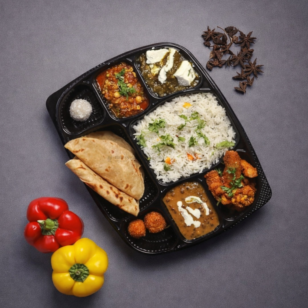 8 Compartment Plastic Meal Tray with Lid | Disposable Food Packaging Container for Takeaway Meals, Catering & Meal Prep | Pack of 25