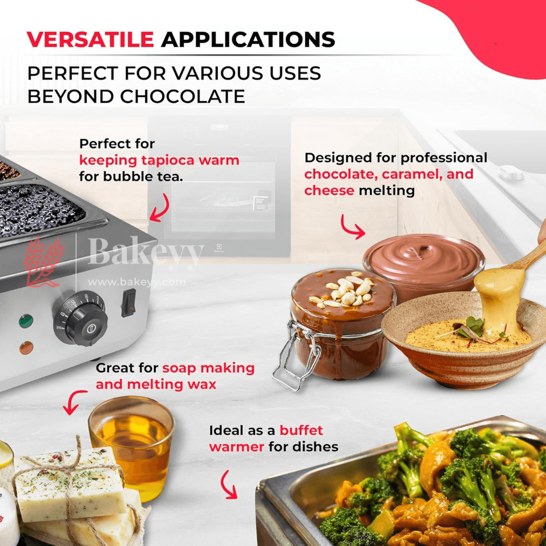 Professional 3 -Pot Chocolate Melting Machine | Dual Functionality for Effortless Dessert Creations - Bakeyy.com - India - Professional 3 -Pot Chocolate Melting Machine | Dual Functionality for Effortless Dessert Creations - Default Title