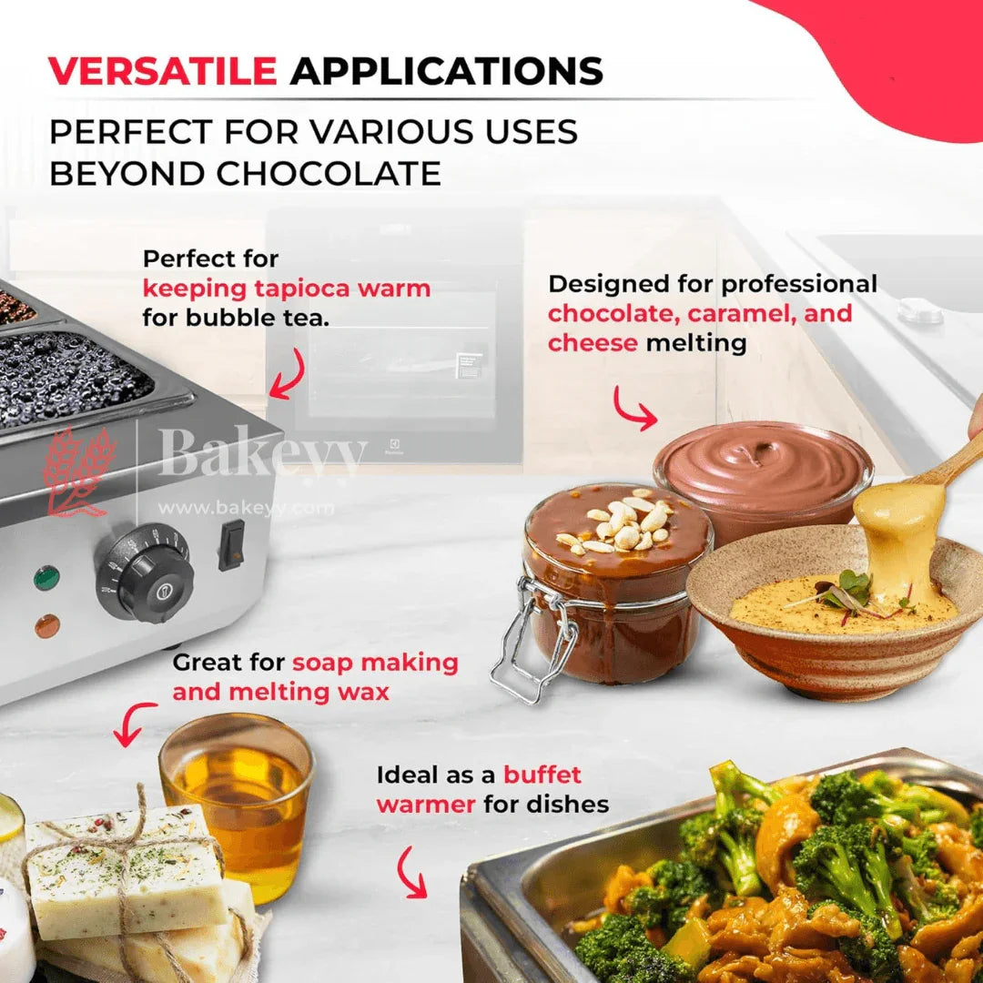 Professional 3 -Pot Chocolate Melting Machine | Dual Functionality for Effortless Dessert Creations - Bakeyy.com - India - Professional 3 -Pot Chocolate Melting Machine | Dual Functionality for Effortless Dessert Creations - Default Title