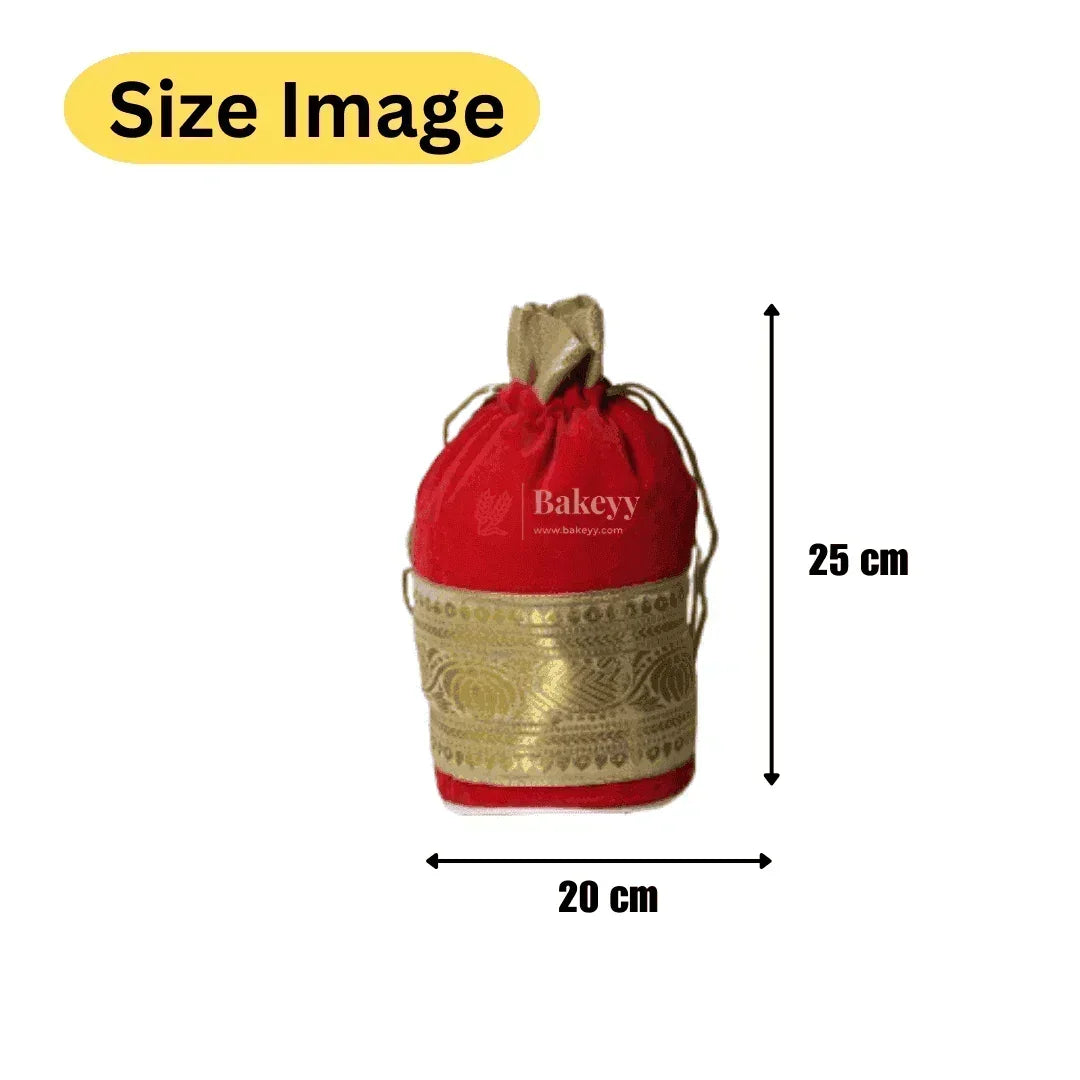 20x24 CM Design Potli Bag | Red colour | Pack Of 10 - Bakeyy.com - India - 20x24 CM Design Potli Bag | Red colour | Pack Of 10 - Default Title