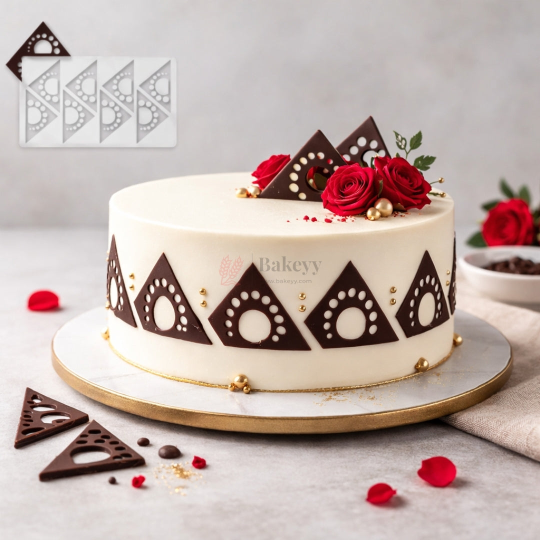 8 Cavity Triangle Pattern Polka Dot Silicone Mould for Chocolates & Cake Garnish | Triangle Design | Pack of 1