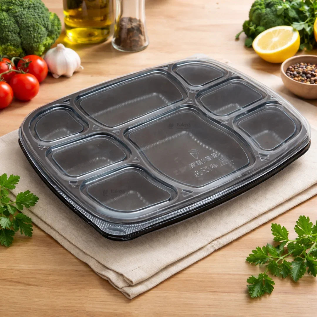 8_Compartment_Plastic_Meal_Tray_with_Lid_6 - Bakeyy.com