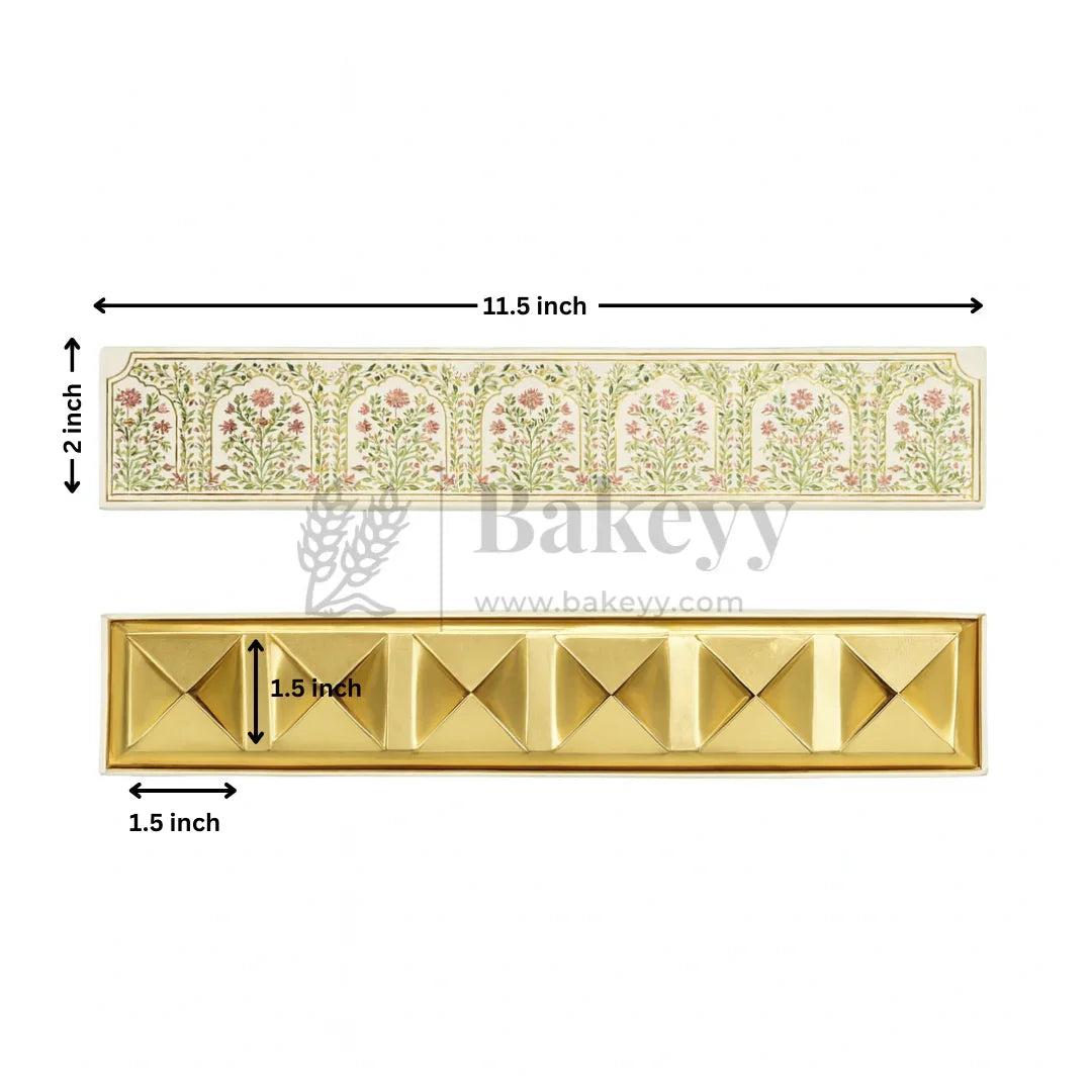 6 Cavities | Rigid Chocolate Box | Floral Print | Sweet box | 1 Piece