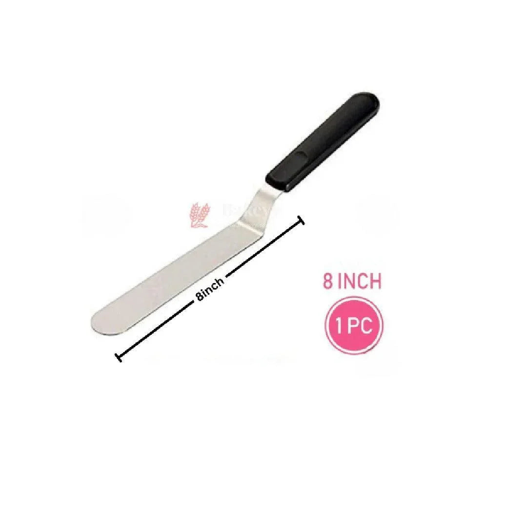 8 inch steel angular palette knife with black handle for baking, Bakeyy wholesale supply