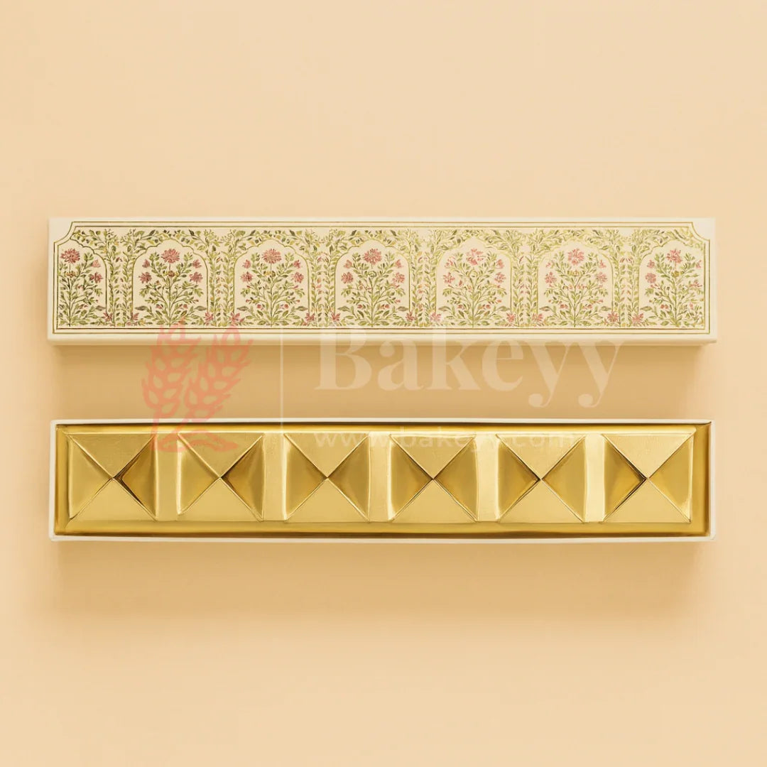 6 Cavities | Rigid Chocolate Box | Floral Print | Sweet box | 1 Piece