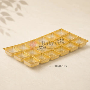 96 Elegant Gold Plastic Tray with Square Cavities for Confectionery and Packaging | Pack of 10