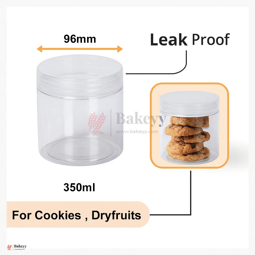 96mm Lid | 350ml Transparent Storage Jar With Transparent Lid | Pack Of 10