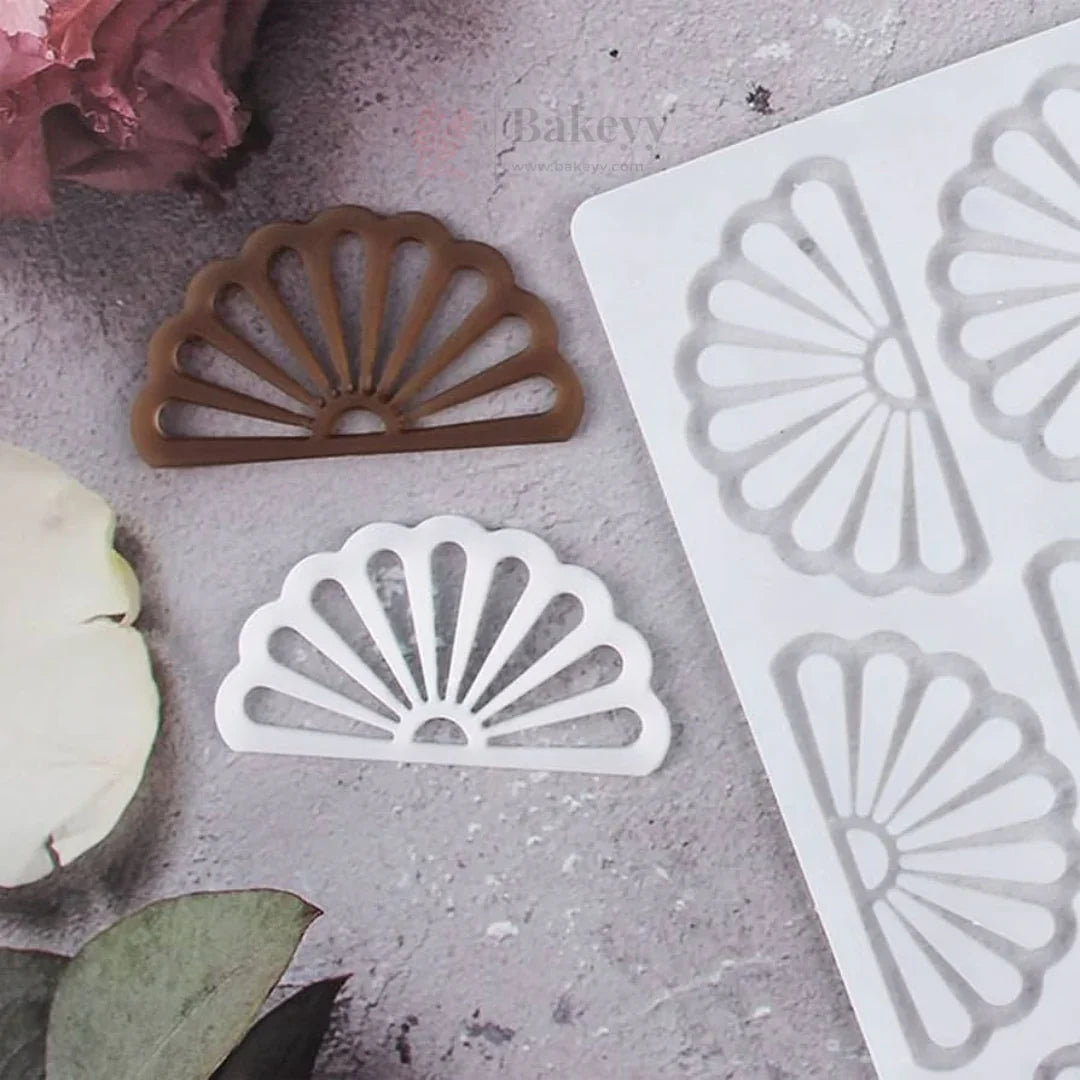 9 Cavity Fan Shape Silicone Chocolate Mould Non Stick Flexible Garnishing Mould for Chocolate | Pack of 1