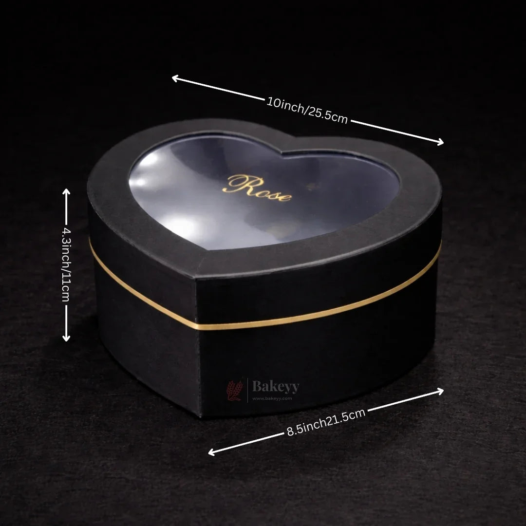 Heart Shape Transparent Lid Gift Box | Premium Hamper Packaging | Different color | Pack of 1 - Bakeyy.com - India - Heart Shape Transparent Lid Gift Box | Premium Hamper Packaging | Different color | Pack of 1 - Black / Medium 400.00