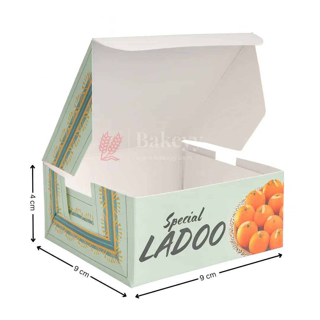 9x9x4 cm | 4 Ladoo sweet box | ITC Back | Floral print | Pack of 100