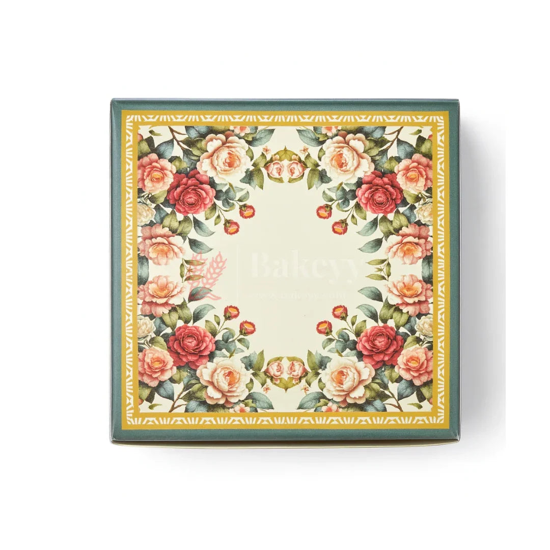 9x9x4 cm | 4 Ladoo sweet box | ITC Back | Floral print | Pack of 100