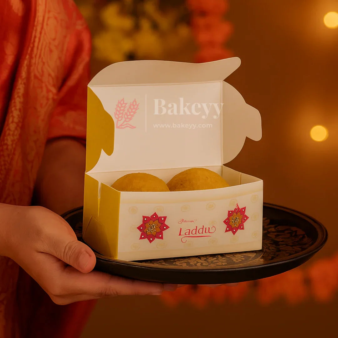9x4.5x3.5 cm | 2 Ladoo sweet box | ITC Back | Pack of 100