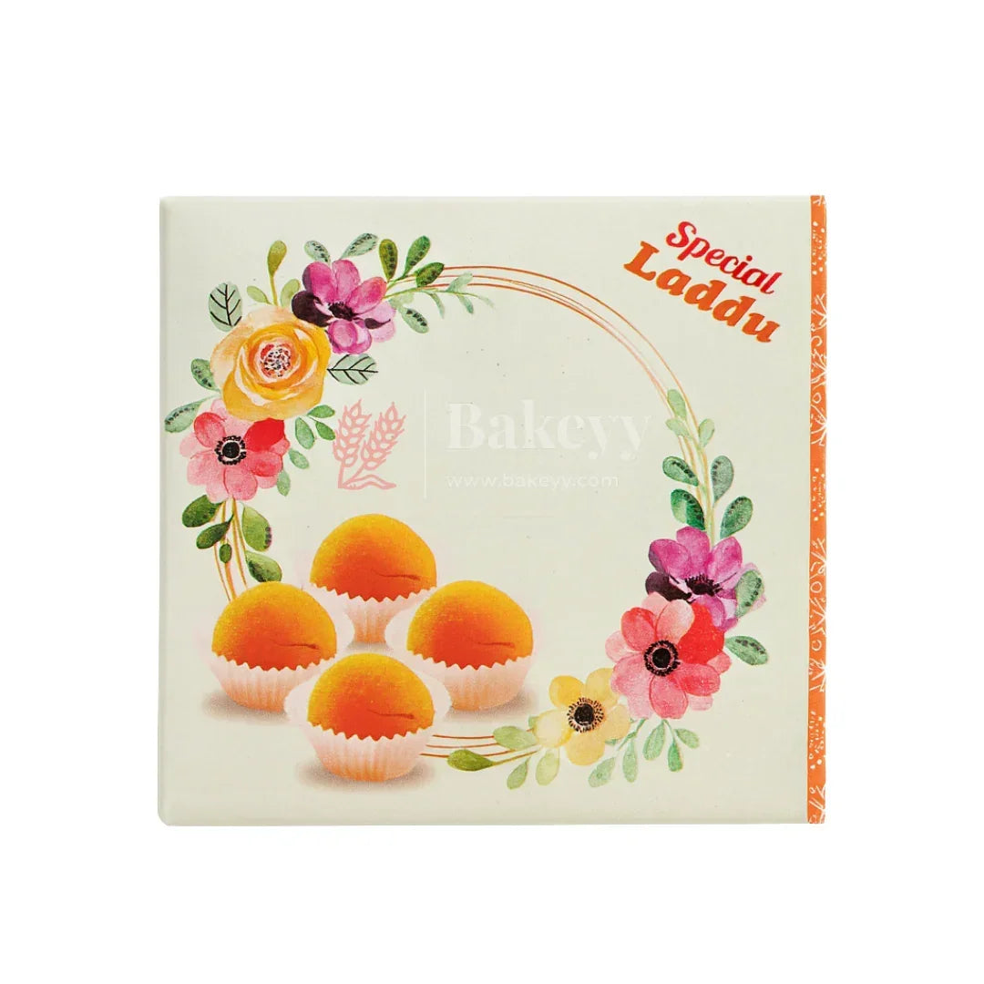 9x9x4 cm | 4 Ladoo sweet box | Premium grey back | Pack of 100 - Bakeyy.com - India - 9x9x4 cm | 4 Ladoo sweet box | Premium grey back | Pack of 100 - Default Title