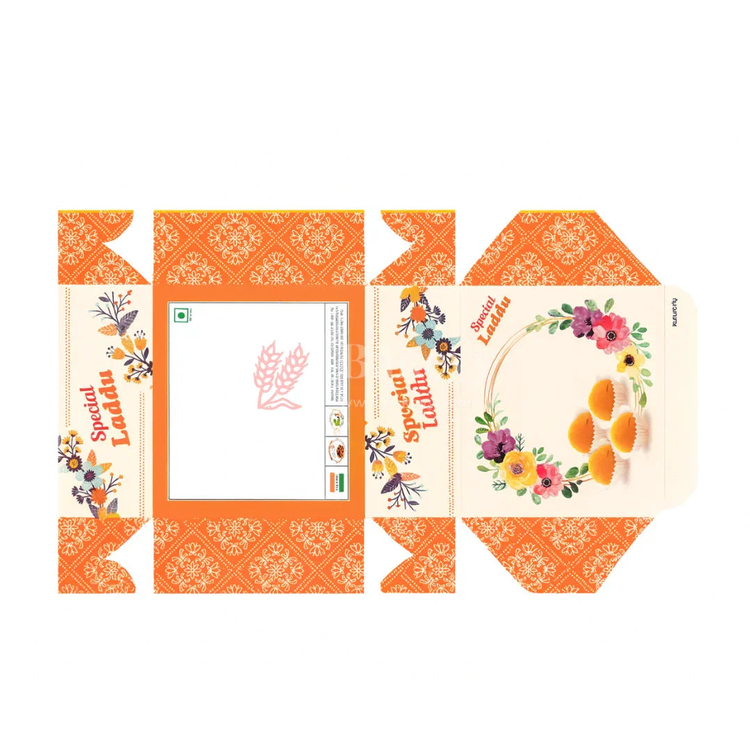 9x9x4 cm | 4 Ladoo sweet box | Premium grey back | Pack of 100