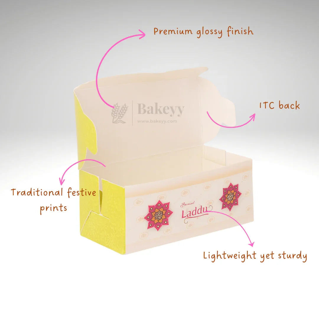 9x4.5x3.5 cm | 2 Ladoo sweet box | ITC Back | Pack of 100