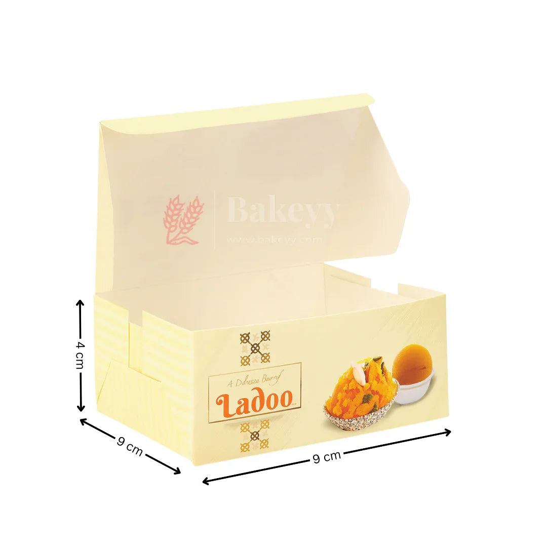 9x9x4 cm | 4 Ladoo sweet box | ITC Back | Pack of 100