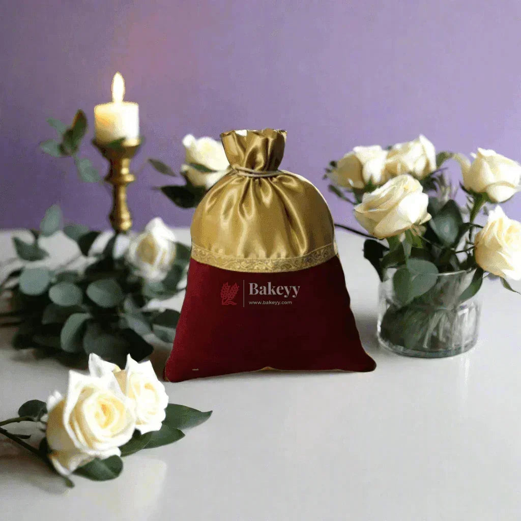 20x24 CM Design Potli Bag | Gold and Brown colour | Pack Of 10 - Bakeyy.com - India - 20x24 CM Design Potli Bag | Gold and Brown colour | Pack Of 10 - Default Title