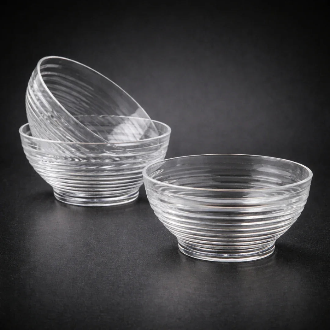 Round Plastic Sauce & Dip Bowl | D47 | Transparent Serving Bowl | 2 Size Options | Assorted Pack Sizes - Bakeyy.com - India - Round Plastic Sauce & Dip Bowl | D47 | Transparent Serving Bowl | 2 Size Options | Assorted Pack Sizes - Small | Pack of 25 150.00